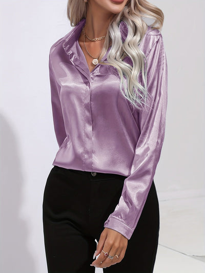 Irene | Elegantes Satin-Hemd mit langen Ärmeln für Damen