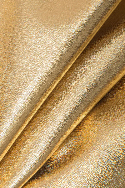Freyja | Glänzender Gold Metallic-Minirock mit figurbetonter Passform und High-Waist-Schnitt
