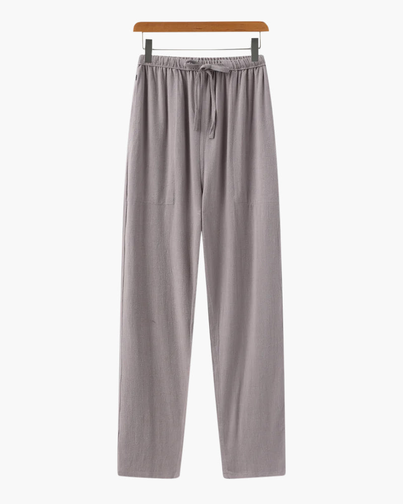 Adrian | Leichte Slim Fit Herren Sommer Leinenhose mit Kordelzug