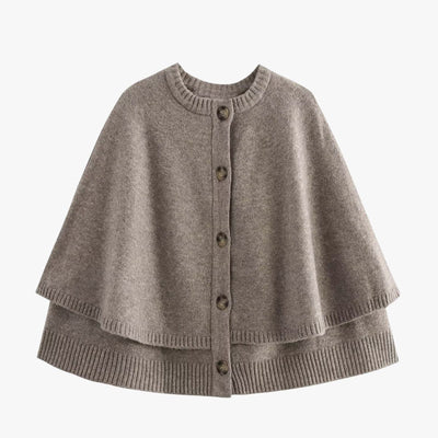 Chloë | Strick-Cape mit Knöpfen und Gestuftem Saum