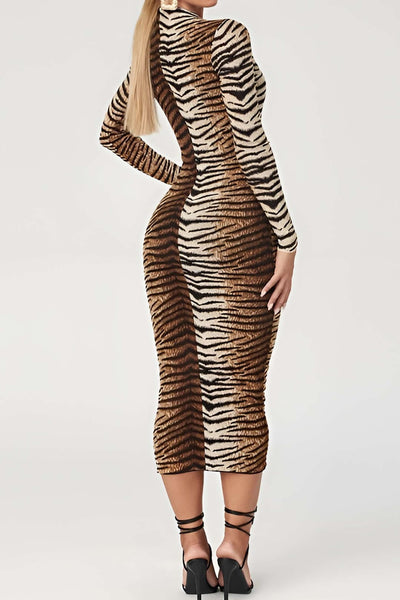 Leona | Elegantes Leopard-Print Midikleid – Wild & Stilvoll