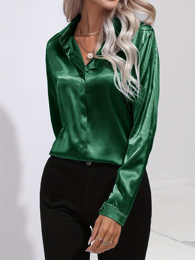 Irene | Elegantes Satin-Hemd mit langen Ärmeln für Damen
