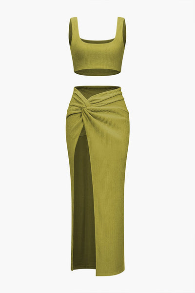 Nadine | Eleganter Twisted-Skirt-Zweiteiler mit Crop-Top
