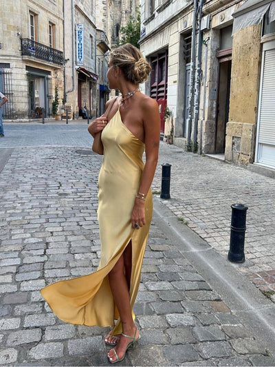 Katharina | Elegantes Rückenfreies Satinkleid für Hochzeit und Party