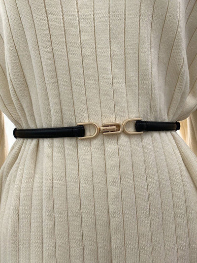 Moderner Ledergürtel mit goldener Glieder-Schnalle