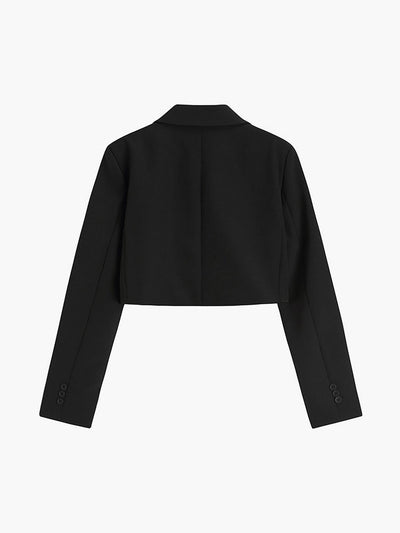 Selina | Trendiger schwarzer Cropped Blazer für Damen als Bürooutfit