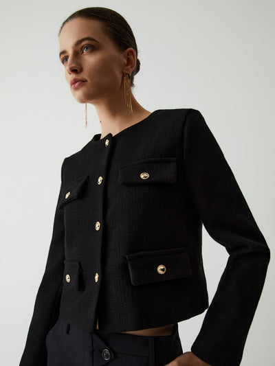 Miriam | Klassische Damen Tweedjacke mit goldenen Knöpfen