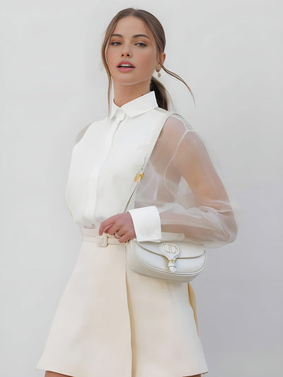 Elegante Damenbluse mit Transparenzärmeln – Stilvoll, Feminin & Zeitlos