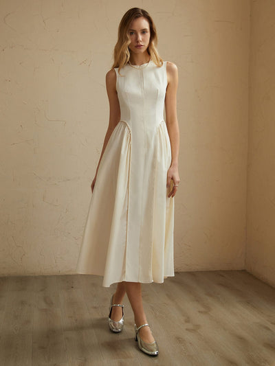 Viktoria | Elegantes Ärmelloses Sommerkleid mit Plissee-Design und Taschen