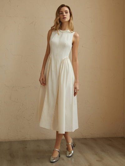 Viktoria | Elegantes Ärmelloses Sommerkleid mit Plissee-Design und Taschen
