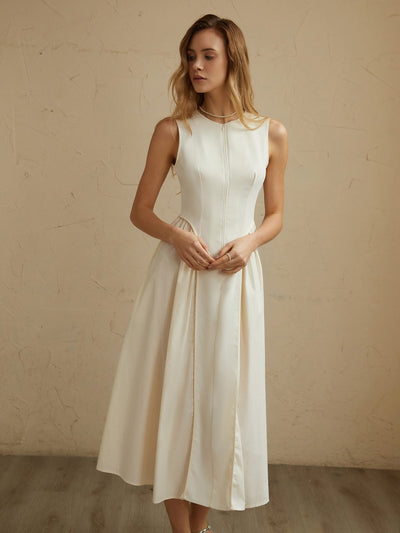 Viktoria | Elegantes Ärmelloses Sommerkleid mit Plissee-Design und Taschen