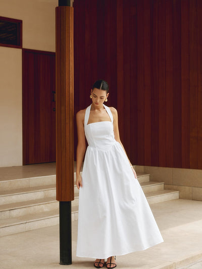 Charlotte | A-Linien Halterneck Maxikleid – Sommerliche Raffinesse