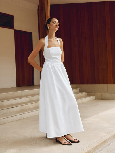 Charlotte | A-Linien Halterneck Maxikleid – Sommerliche Raffinesse
