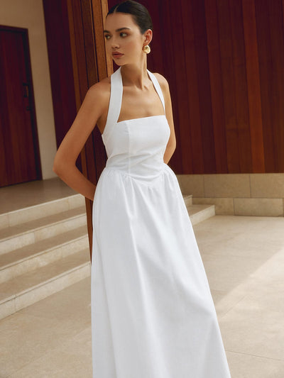 Charlotte | A-Linien Halterneck Maxikleid – Sommerliche Raffinesse