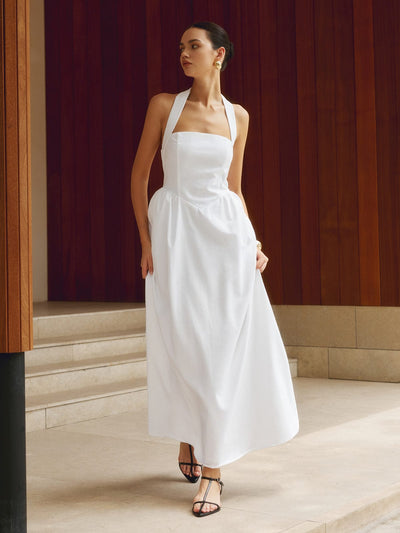 Charlotte | A-Linien Halterneck Maxikleid – Sommerliche Raffinesse