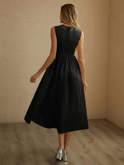 Viktoria | Elegantes Ärmelloses Sommerkleid mit Plissee-Design und Taschen