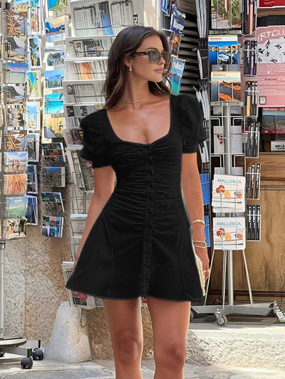 Thea | Romantisches Puffärmel-Minikleid – Feminine Eleganz für den Sommer