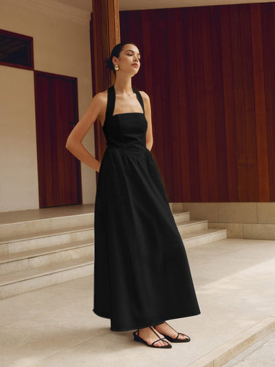 Charlotte | A-Linien Halterneck Maxikleid – Sommerliche Raffinesse