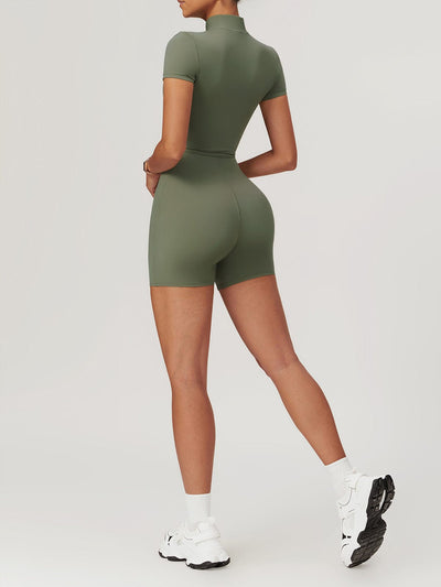 Lina | Sportlicher Kurzarm-Body mit Reißverschluss