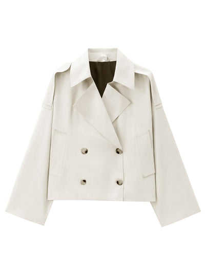 Clara | Kurzer Trenchcoat mit Doppelreiher – Elegant & Zeitlos