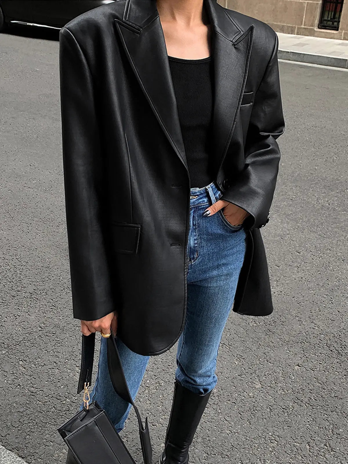 Sarah | Lederblazer mit Taschen und Detail Zendoo.de