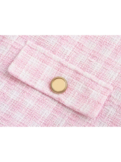 Lotte | Rosa Tweed Topjacke mit goldenen Knöpfen für Damen