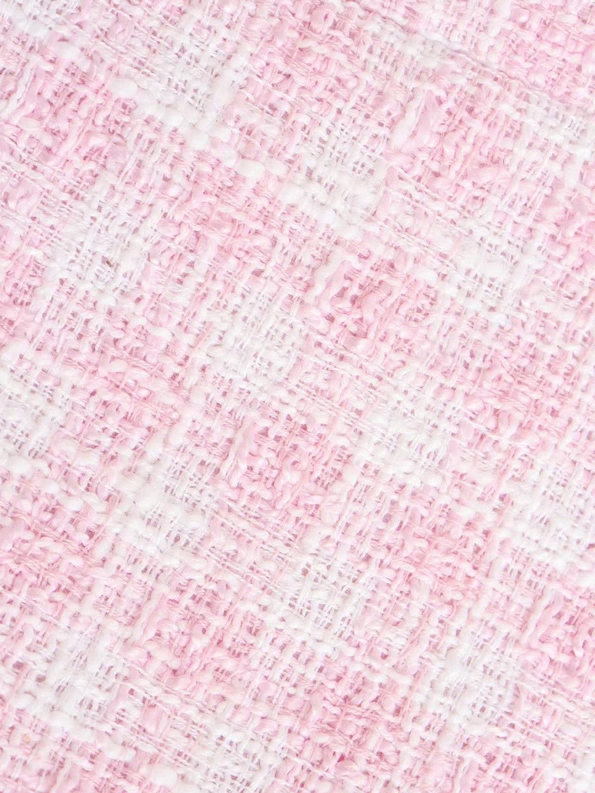 Lotte | Rosa Tweed Topjacke mit goldenen Knöpfen für Damen