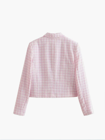 Lotte | Rosa Tweed Topjacke mit goldenen Knöpfen für Damen