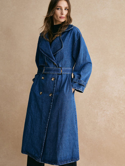 Sophie | Oversized Denim Trenchcoat – Trendig, Lässig & Zeitlos