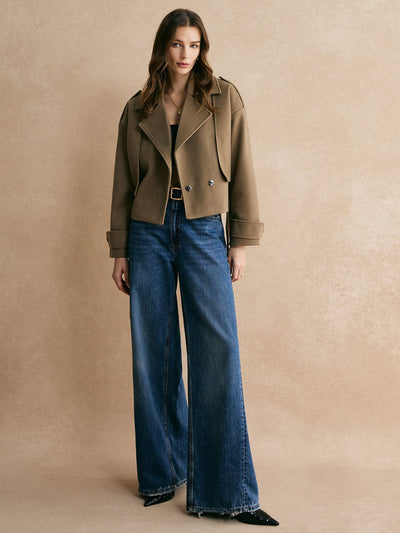 Klara | Kurz geschnittener Wollblazer in Khaki – Stilvolle Eleganz für jeden Anlass
