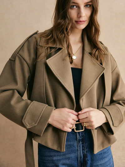 Soph | Warme Jacke mit Gürtel in einfarbig Zendoo.de