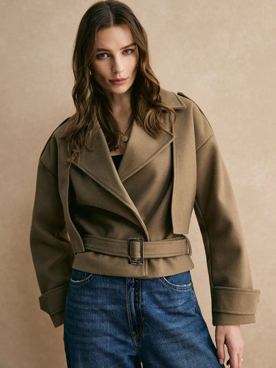 Soph | Warme Jacke mit Gürtel in einfarbig Zendoo.de