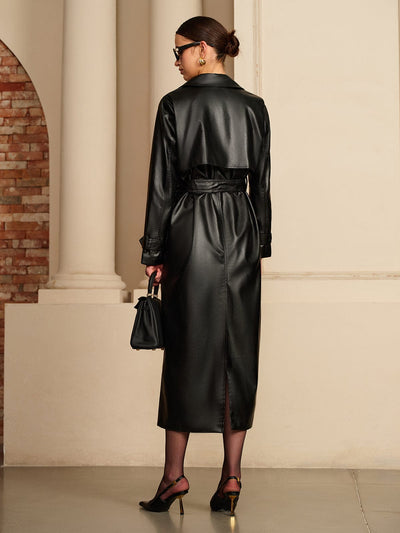 Manon | Eleganter Leder-Trenchcoat – Luxus trifft auf zeitlose Eleganz