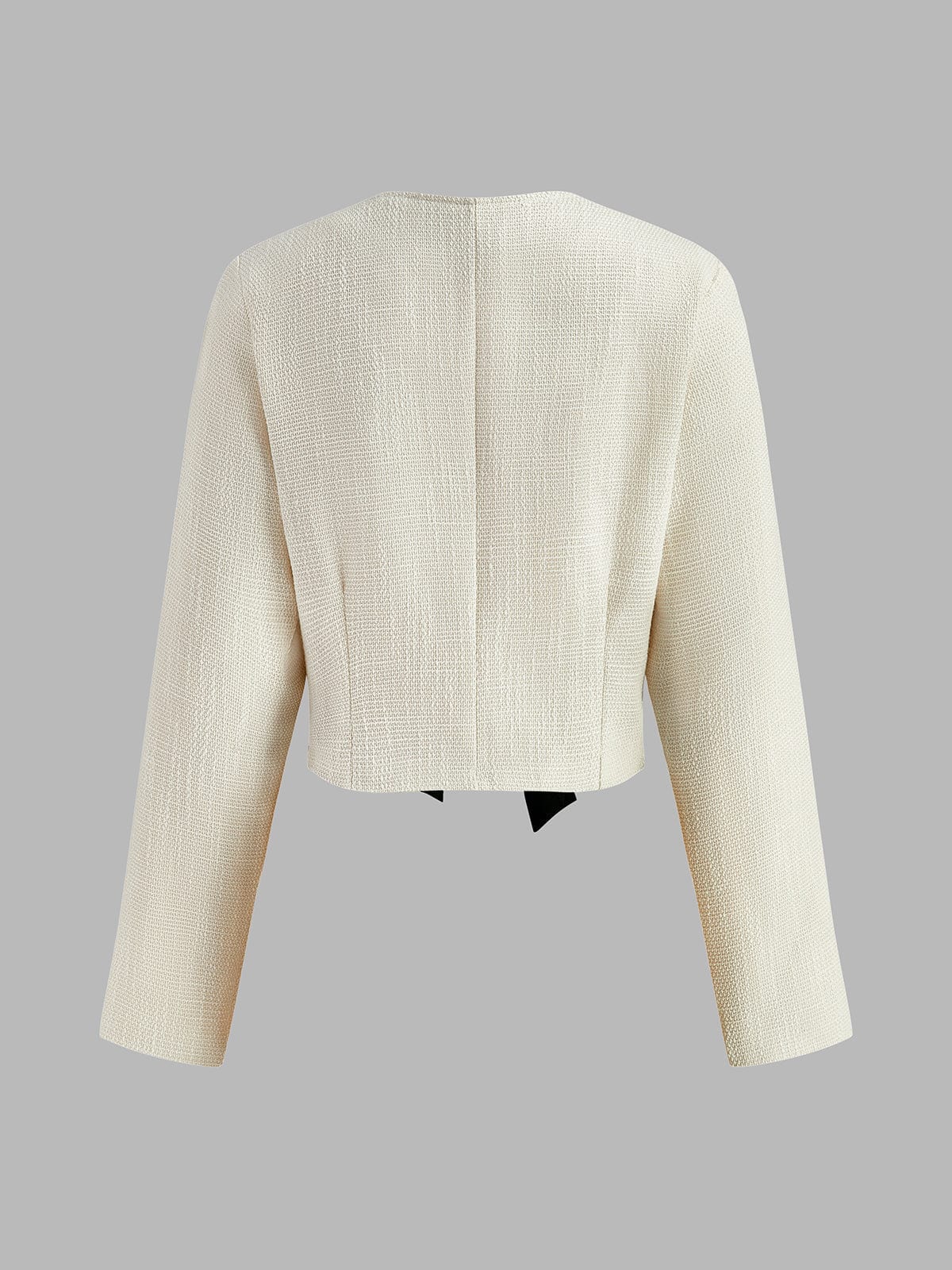 Silke | Eleganter Weißer Tweed-Blazer mit Schwarzen Satin Schleifen