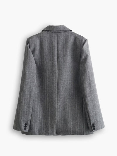 Jana | Klassischer oversized grauer Pinstripe-Blazer mit zwei Knöpfen für Damen