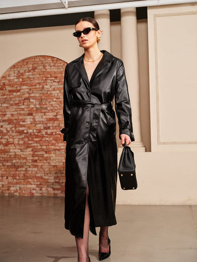 Manon | Eleganter Leder-Trenchcoat – Luxus trifft auf zeitlose Eleganz
