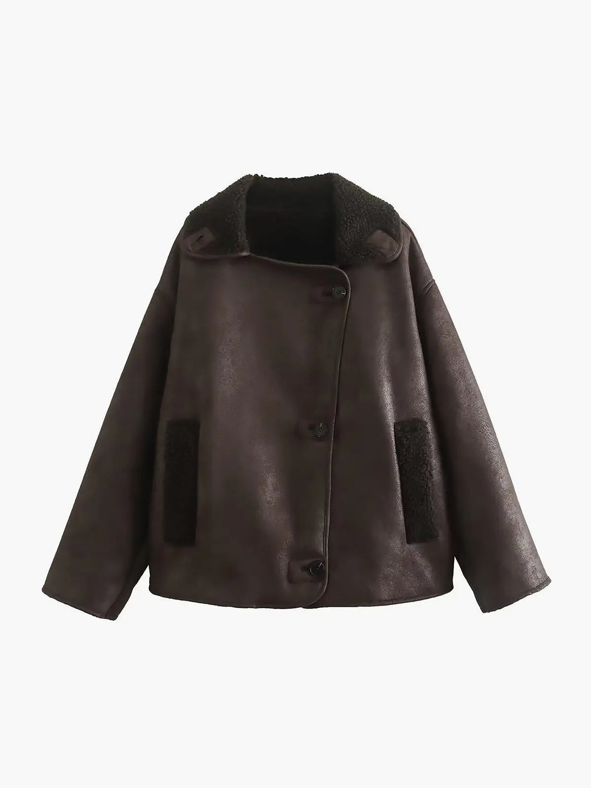 Olivia | Revers Kunstleder Warme Jacke Zendoo.de
