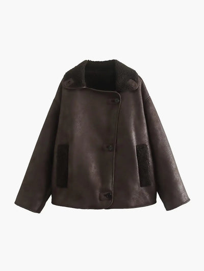 Olivia | Revers Kunstleder Warme Jacke Zendoo.de