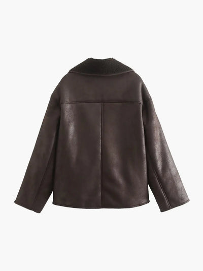 Olivia | Revers Kunstleder Warme Jacke Zendoo.de