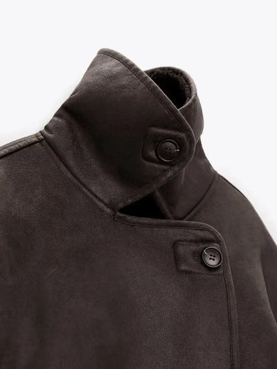 Olivia | Revers Kunstleder Warme Jacke Zendoo.de