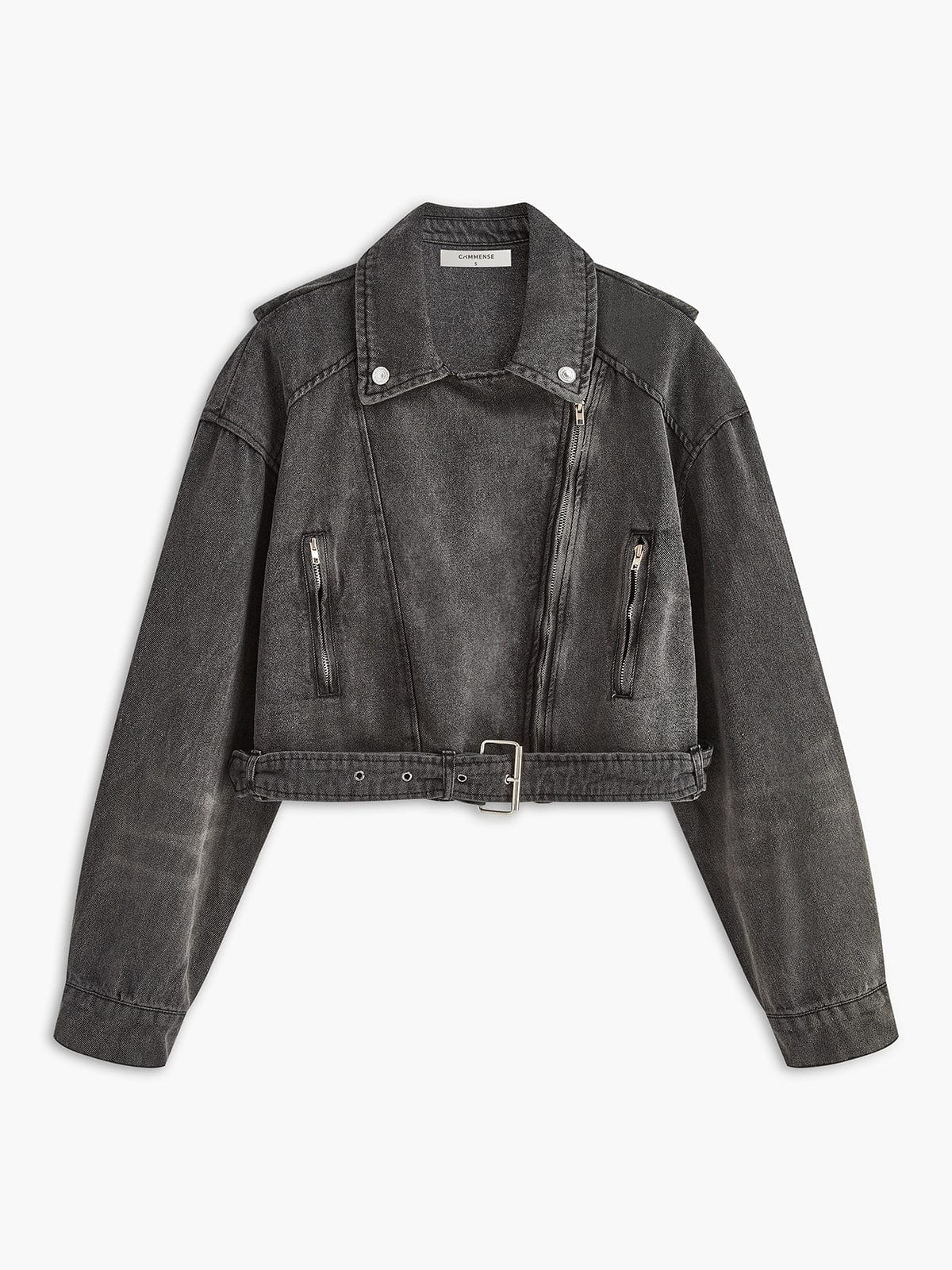 Lara | Schwarze Cropped Bikerjacke aus Denim – Für den ultimativen Rock-Chic-Look