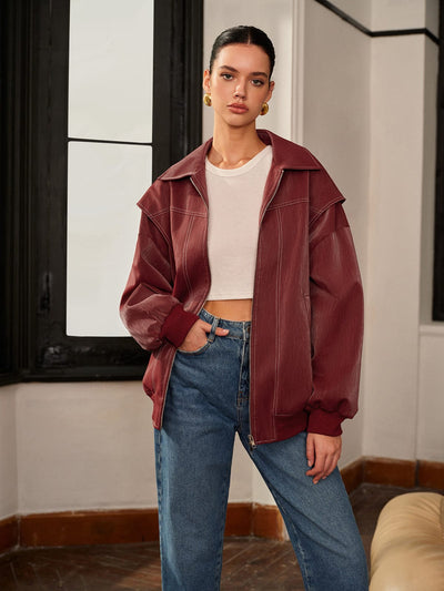 Amelie | Bordeauxrote Jacke mit sportivem Akzent
