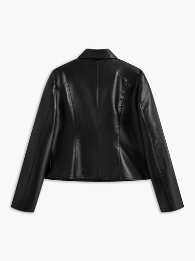 Amelia | Schwarze Kunstlederjacke mit Nieten