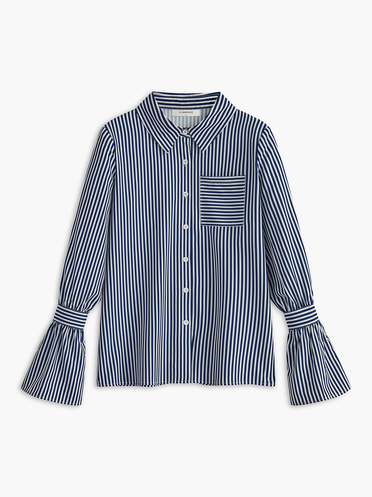 Gestreifte Damenbluse in Navy mit ausgestellten Ärmeln