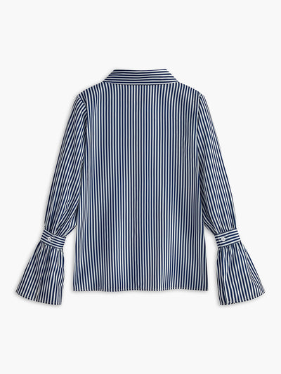 Gestreifte Damenbluse in Navy mit ausgestellten Ärmeln