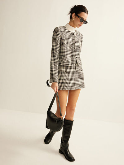 Clara | Eleganter Bouclé-Zweiteiler – Kariertes Blazer-Set für zeitlose Raffinesse