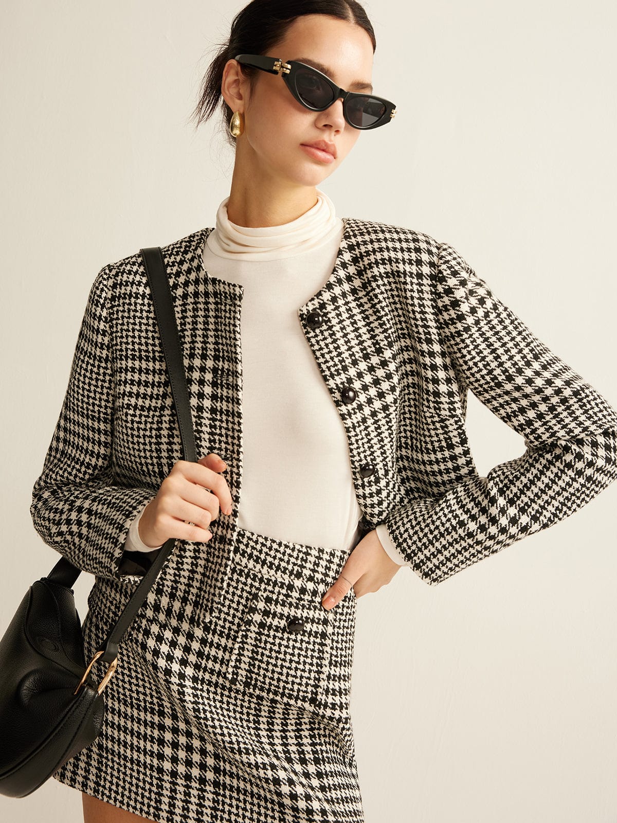 Clara | Eleganter Bouclé-Zweiteiler – Kariertes Blazer-Set für zeitlose Raffinesse