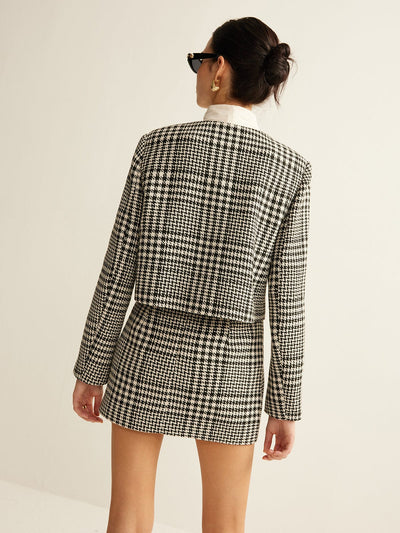 Clara | Eleganter Bouclé-Zweiteiler – Kariertes Blazer-Set für zeitlose Raffinesse