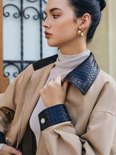 Tessa | Kunstlederjacke mit Kontrastkragen und Kordelzug Zendoo.de