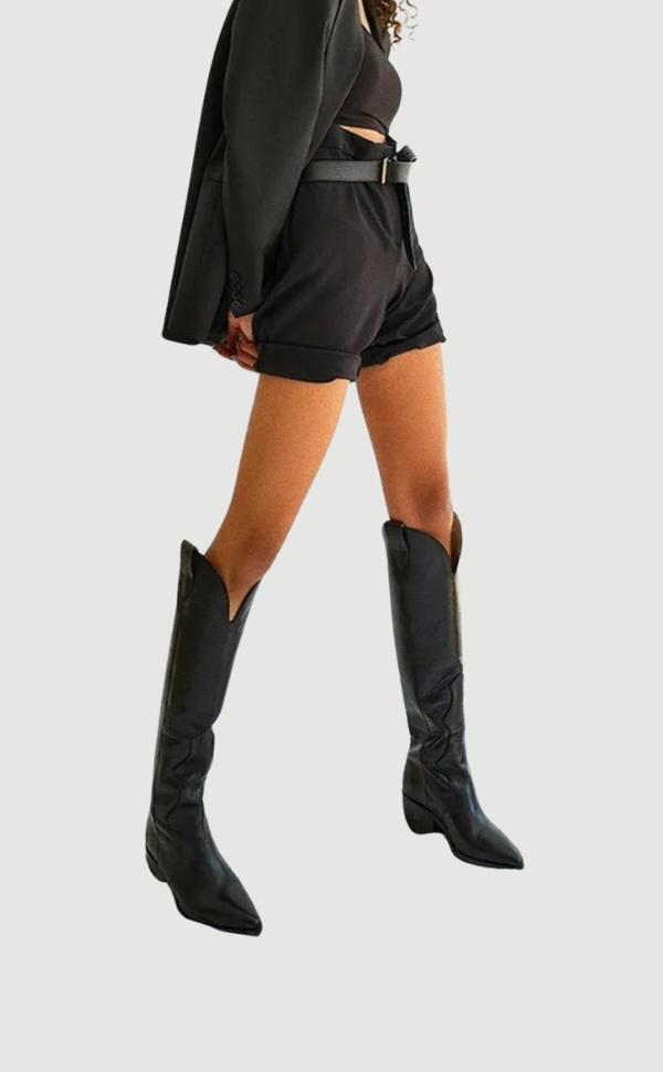 Betty | Moderner Cowboystiefel aus schwarzem Leder